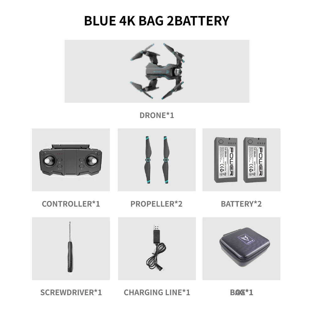 Blue 4K Bag 2B S20 Дрон Профессиональный gps дроны 4K Квадрокоптер с камерой Дистанционное управление вертолет дальний Дрон подарок на день рождения - Цвет: Blue 4K Bag 2B