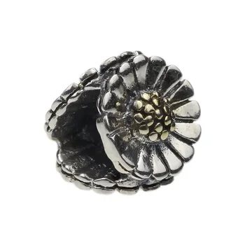 

925 Sterling Silver Charm Beads Sunflowers European Style Fit Snake Chains& Bracelet DIY