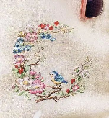 HH MM Counted Cross Stitch Kit Fan blowing a fan Handmade Needlework For Embroidery 14ct Bird wreath | Дом и сад