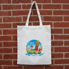 Итальянская Строительная Холщовая Сумка-тоут для женщин, ежедневное использование текста, сделай сам, пользовательский принт, сумка для покупок с логотипом, эко многоразовая сумка