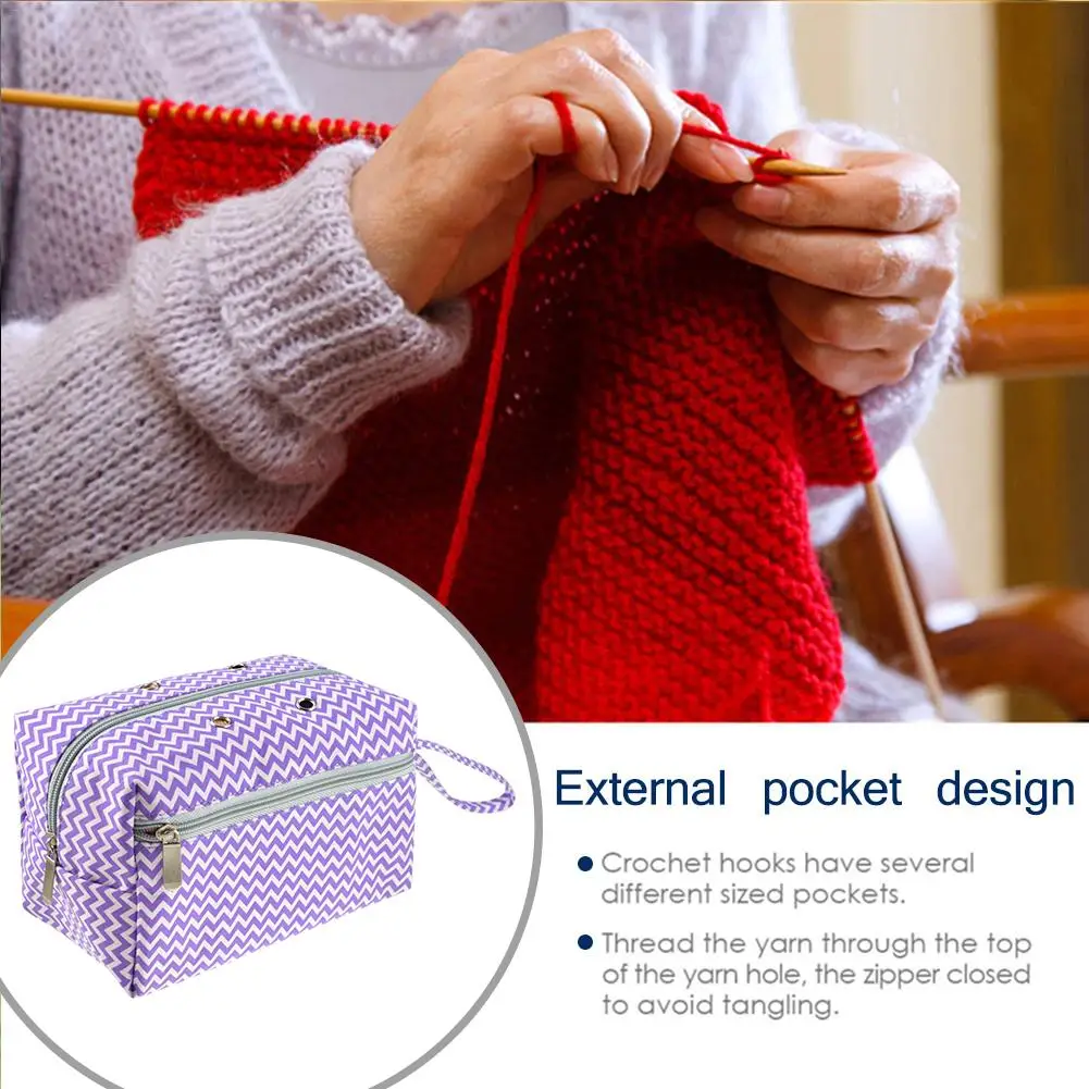 Multifunctional Durable Canvas Storage Bag With Large Compartment For Knitting Needles Yarns Crochet Hooks Perfect Organizer Bag