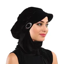Velvet Hat Horsehair Bonnet Hijab Women