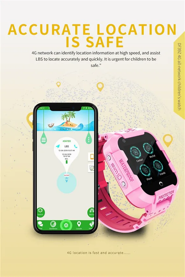 Inteligente com Câmera Cartão de Bate-papo Ip67 à Prova Meninas Crianças Relógio Suporte Sim Vídeo Sos Lbs Localização Dip67 Água Telefone 4g 4 lbs localização relógio ip67 à prova dip67