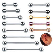 1PC G23 Titanium Long Industrial Barbell Rings 14G Tongue Nipple Bar Piercings Ear Tragus Helix Ear Piercings Body Women Jewelry