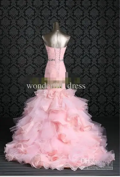 Новая мода года; vestido de noiva; свадебное платье; романтическое свадебное платье с поясом и кристаллами; розовое платье русалки для матери невесты