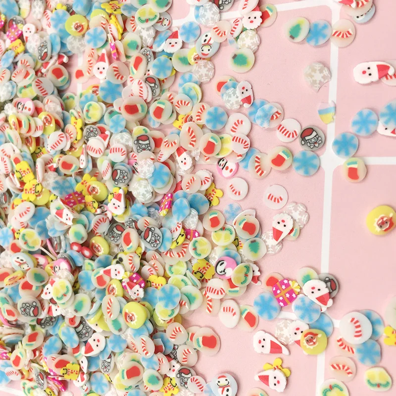colorful 50 г/лот, полимерная мягкая глина, разбрызгивается рождественским рисунком, снежинка, Санта, разбрызгивает для поделок, сделай сам, для изготовления слизи, украшения для ногтей - Цвет: colorful