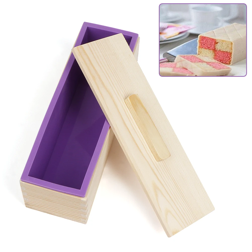 Description Picture 3 of item9pcs Soap Mold Silicone Handmade Soaps Making Tool Set Rectangular Adjustable Wooden Loaf Cutter Box 2 Stainless Steel Cutters