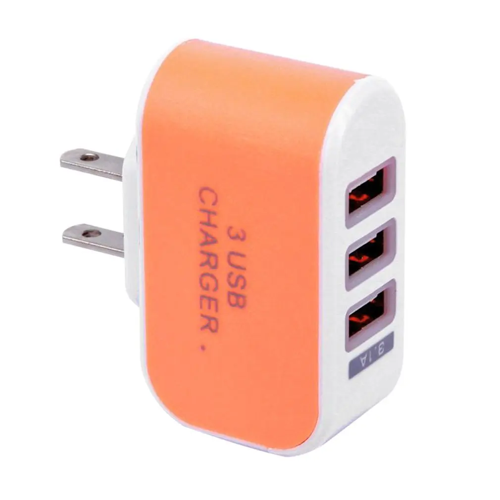 Universal Candy Color 3USB Charger Travel Wall Charger Adapter Smart Mobile Phone Power Supply Charger for Tablets - Цвет: US plug Orange