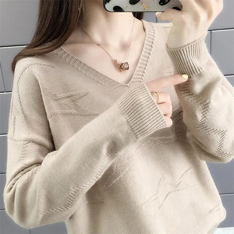 Low-neck sweater women loose 2021 new early autumn thin solid color long-sleeved knit bottoming shirt women's wild | Женская одежда