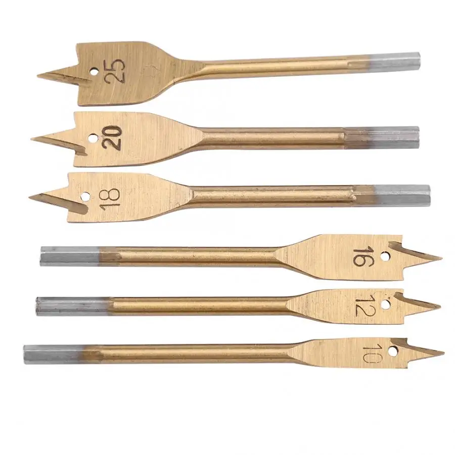 6pcs Spade Bits Industrial Spade Paddle Tools Flat Wood Boring Drill