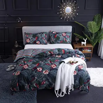 

5European Style Floral Bedding Set Polyester Sanding Flower Printed Duvet Cover Set King/Queen Size Bed Linens Bedclothes