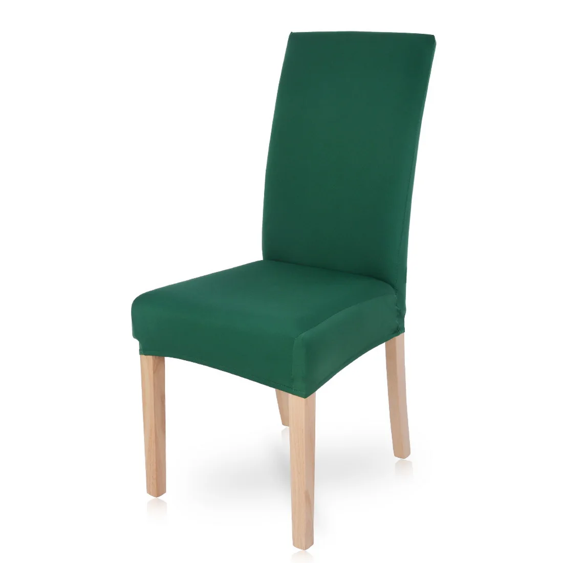 dark green 4/6pcs Solid Color Stretch Chair Cover Big Elastic Seat Chair Covers Slipcovers Restaurant Banquet Hotel Home Decoration - Color: dark green