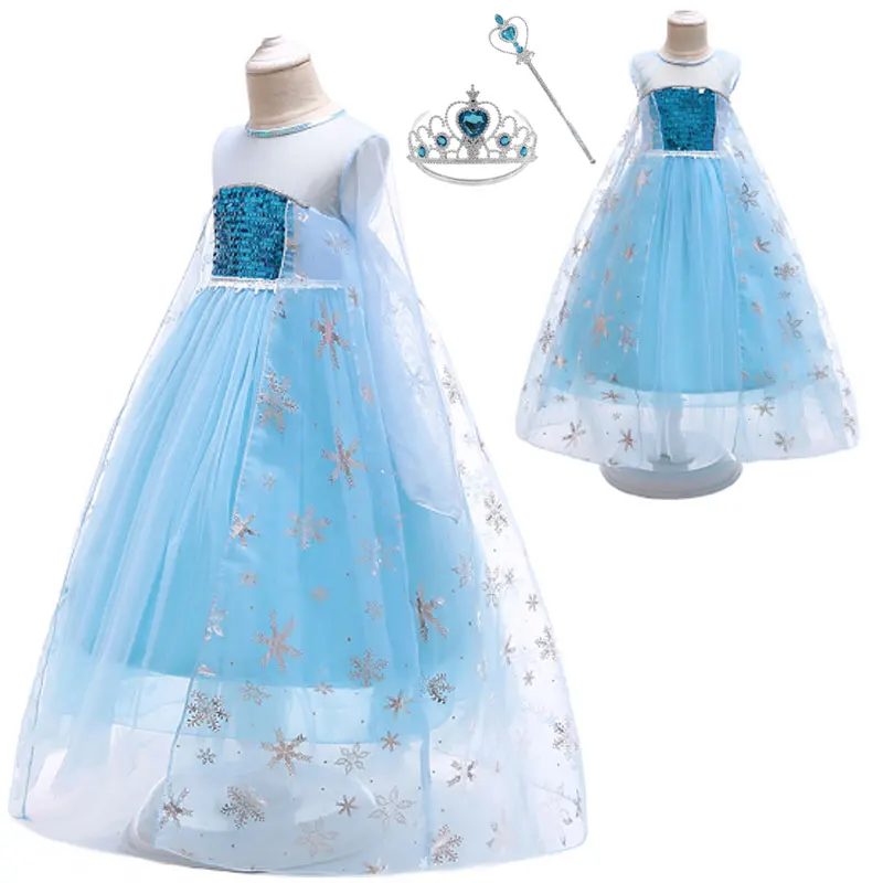 2020 платье принцессы Снежной Королевы для ролевых игр с пайетками девочек дня