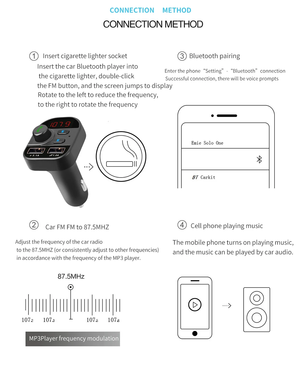 Mp3-плеер автомобильный громкой связи беспроводной Bluetooth комплект fm-передатчик Автомобильный MP3-плеер USB зарядное устройство fm-модулятор для автомобильных аксессуаров