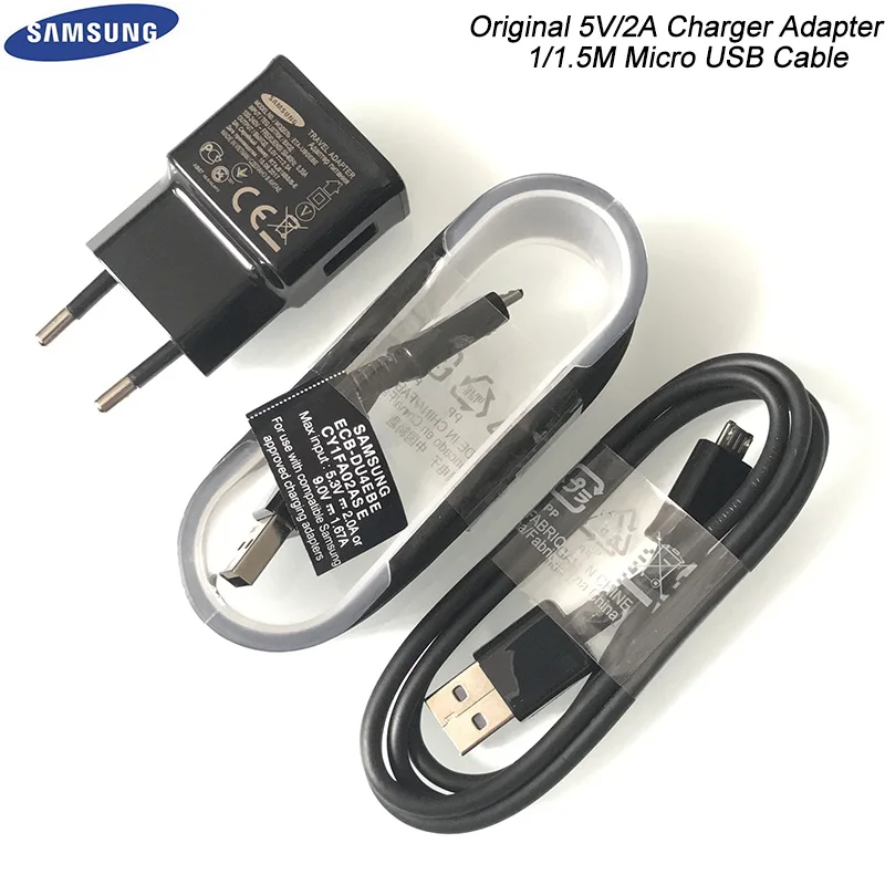 Оригинальное зарядное устройство Samsung Galaxy USB EU 5V 2A настенный адаптер 100/150 см