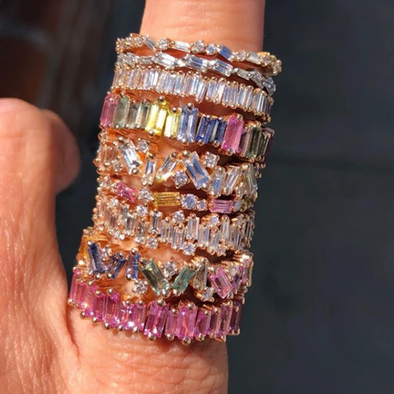 Тонкая футболка бренд кольца обручальные ручной работы AAA Cz для женщин модные