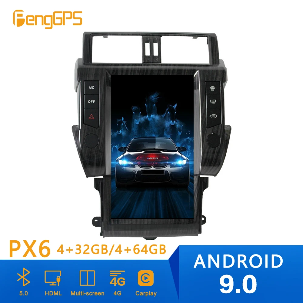 Android 9,0 Tesla вертикальный экран автомобиля нет dvd-плеер gps навигация для TOYOTA LAND CRUISER prado 2010-2013 аудио плеер 13,6”