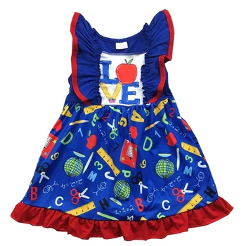 

hot sale back to school girl dress boutique clothes sweet frock for teen girl
