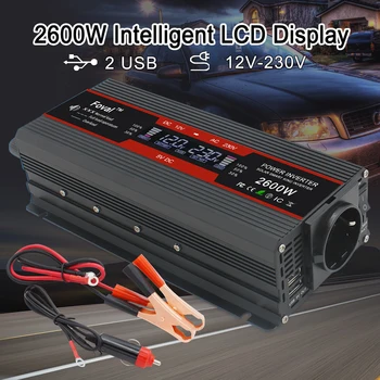 

DC 12V to AC 220V LCD display EU socket 1500W/2000W/2600W Power Modified Sine Wave Solar 2 USB car Transformer Convert Inverter