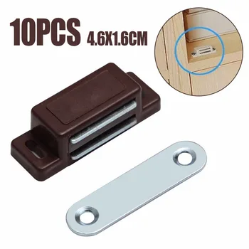 

10pcs Magnetic Door Catches Cupboard Wardrobe Magnetic Cabinet Latch Catches Stop Stoppers Self-Aligning Magnet Home Furniture