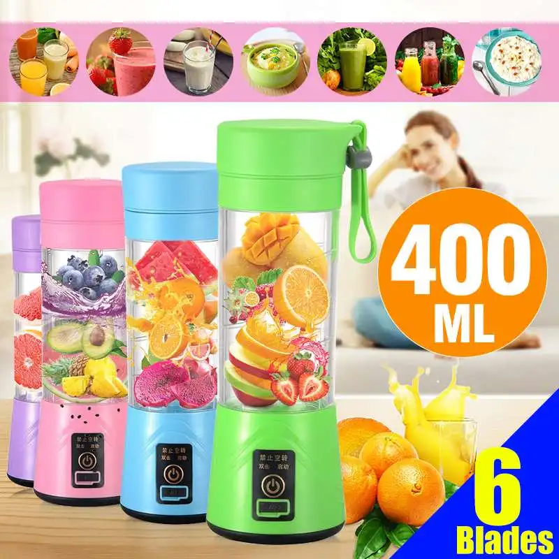 

Portable 400ML USB Electric Fruit Juicer Handheld Smoothie Maker Blenders Stirring Rechargeable Mini Portable Juice Cup Water