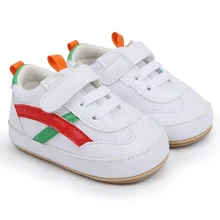 

Mesh Baby Shoes Newborn Boys Sneaker Girls Striped First Walkers Kids Toddler Lace Up PU Leather Soft Soles tenis infantil