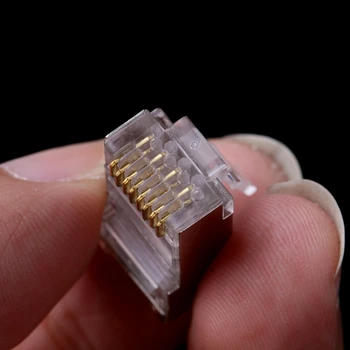 

RJ45 Cat6 8Pin 8P8C Shielded Stranded Crimp Modular Plug Connector Socket