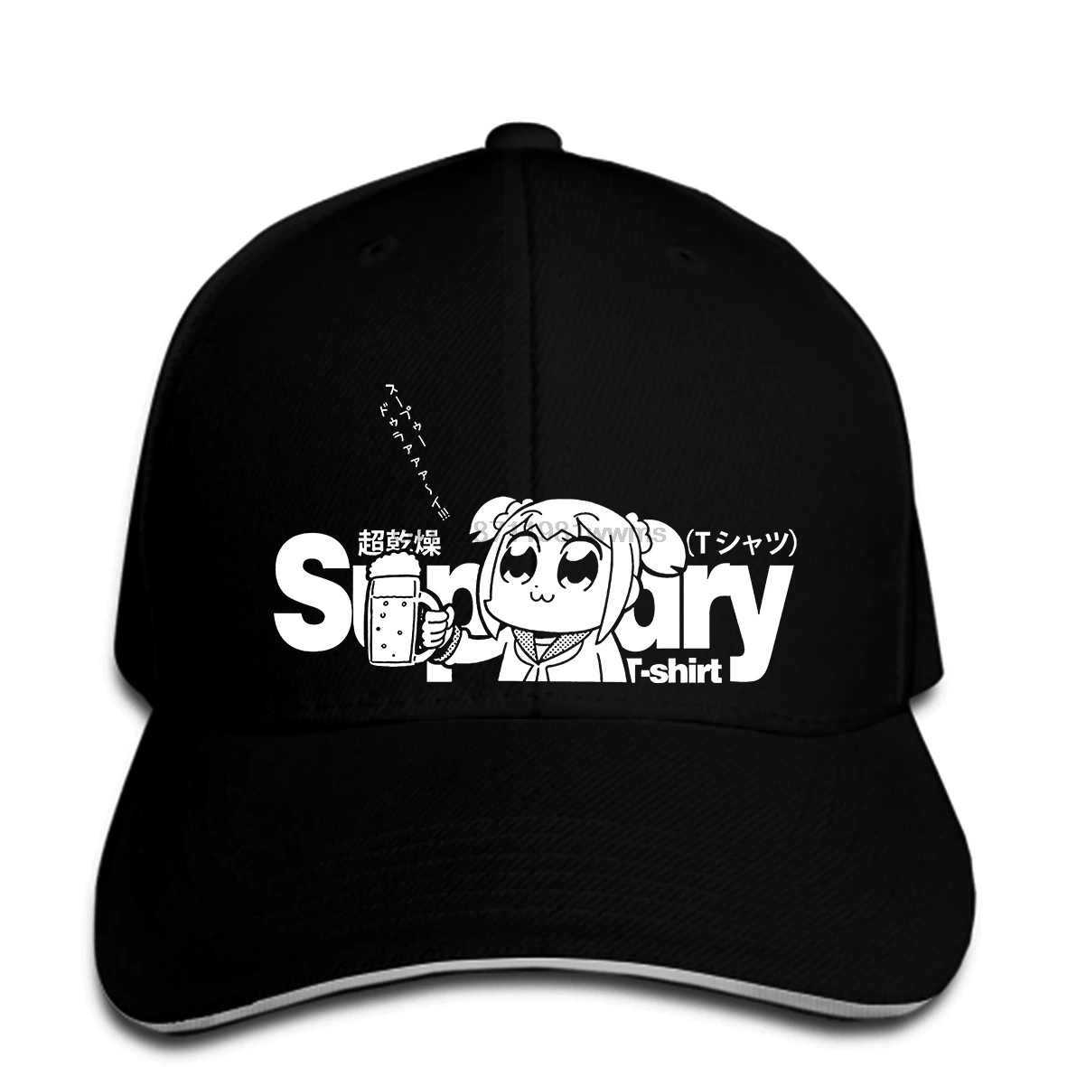 Pop Team Epic Pupuko Super Dry Cospa Character Black Collection Cartoon Baseball cap men New hat Peaked | Аксессуары для одежды