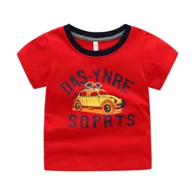 Cross Border Direct Supply Western Style Quality Childrenswear BOY'S Car Printed T-shirt Summer New Style Children Pure Cotton C