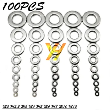 

10/50/100Pcs M2 M2.5 M3 M4 M5 M6 M8 M10 M12 304 Stainless Steel Flat Washer Plain Gasket