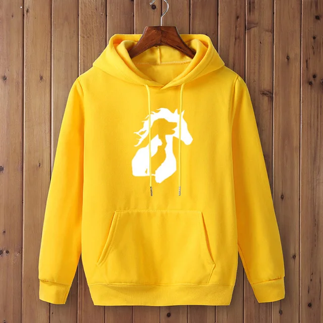 Yellow-W Новинка, толстовка с принтом милых животных, лошадок, собак, кошек, женская модная уличная одежда, толстовки, женская одежда харауку, Прямая поставка - Цвет: Yellow-W