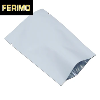 

White Open Top Aluminium Foil Tear Notch Pouch Plastic Packing Heat Seal Vacuum Bag For Food Tea Snack Storage Package Bags