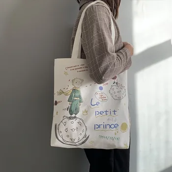 Women's Canvas Tote Bags Korean Students Shoulder Cloth Shopping Bag Eco Foldable Female Handbag for Girls Beach Shopper Bag