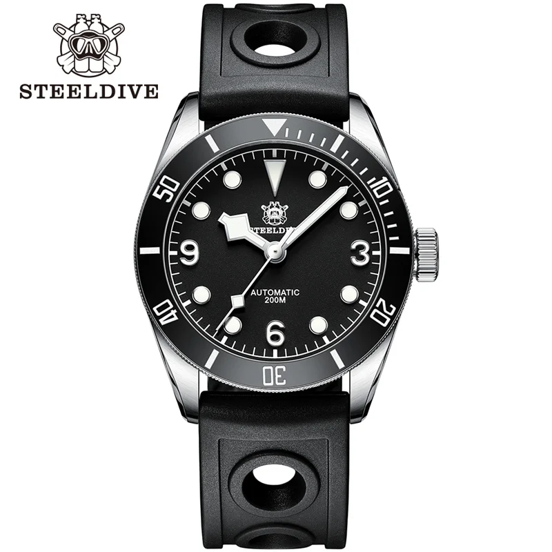 STEELDIVE 1958 Diver Watch Mens Automatic Self-Wind Mechanical NH35 316L Sapphire BGW9 Luminous Water Resistant | Наручные часы