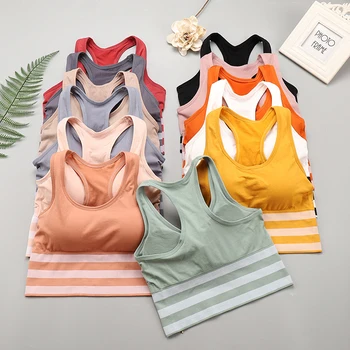 

Vest Chest Pad Bra Beauty Back Seamless Integrated Bra Underwear Striped Stitching Vest Bra