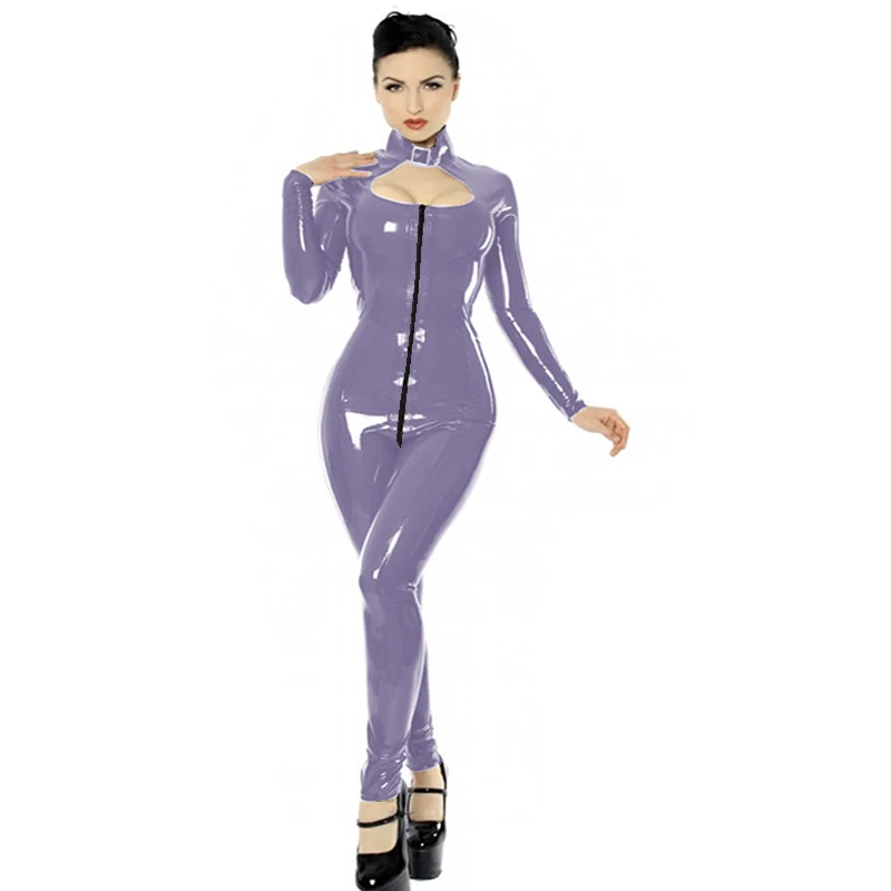 Latex PVC Leder Bodycon Catsuit Wetlook Body Glänzend Overall