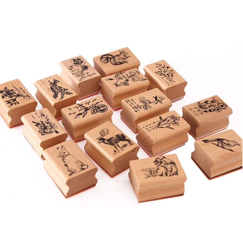 Cute Forest Theme Wooden Rubber Stamp for Scrapbooking Stationery DIY Craft S 