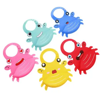 

Cartoon Crab Cute Baby Silicone Rice Pocket Soft Adjustable Protable Saliva Bib Kids Bibs Cartoon