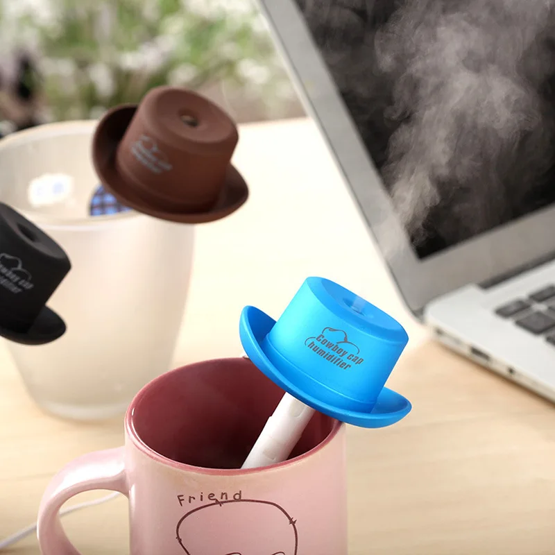 USB мини-увлажнитель воздуха, арома-диффузор, креативный ковбойский головной убор, маленький увлажнитель, сделай сам, с крышкой, увлажнитель, портативный