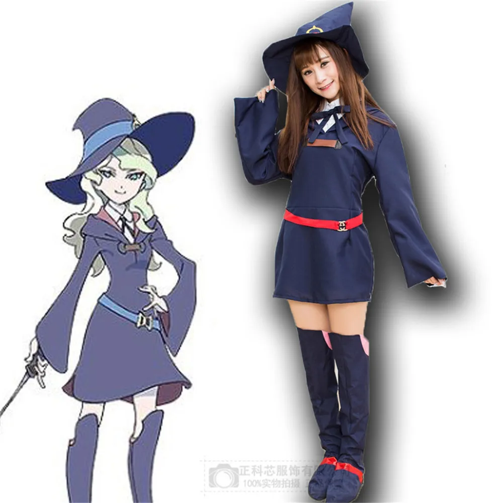 

Little Witch Academia Cosplay Costume Kagari Atsuko Sucy Manbavaran Halloween Dress Hat wigs