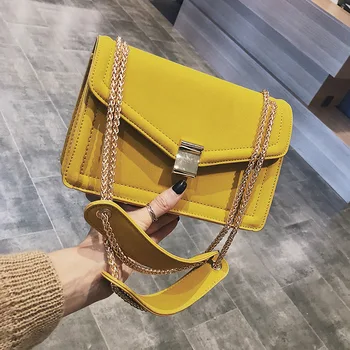 

Korean fashion handbags 2019 new matte PU single shoulder small square bag wild fashion chain messenger handbag