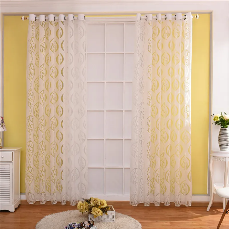 Fashion Simple Rural Style Hook Bubble Cut Flower Shape Curtain Window Screen Curtains For Living Room Bedroom Decor - Color: white
