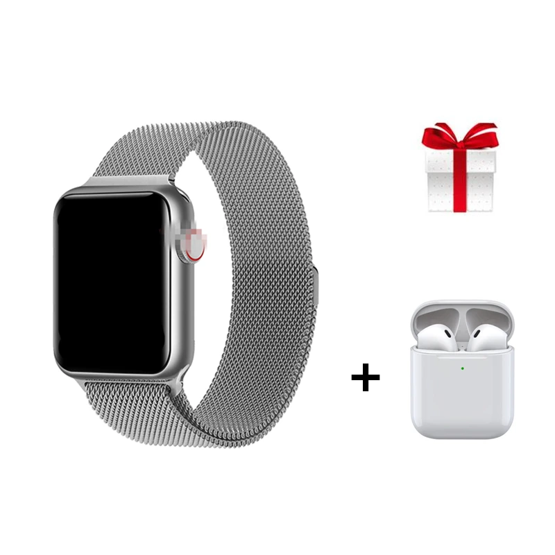 Новое Поступление Смарт-часы C200 44 мм bluetooth фитнес трекер часы для apple watch iphone 6 7 8 X плю маленькие умные часы Для мужчин - Цвет: silversteel add i9S