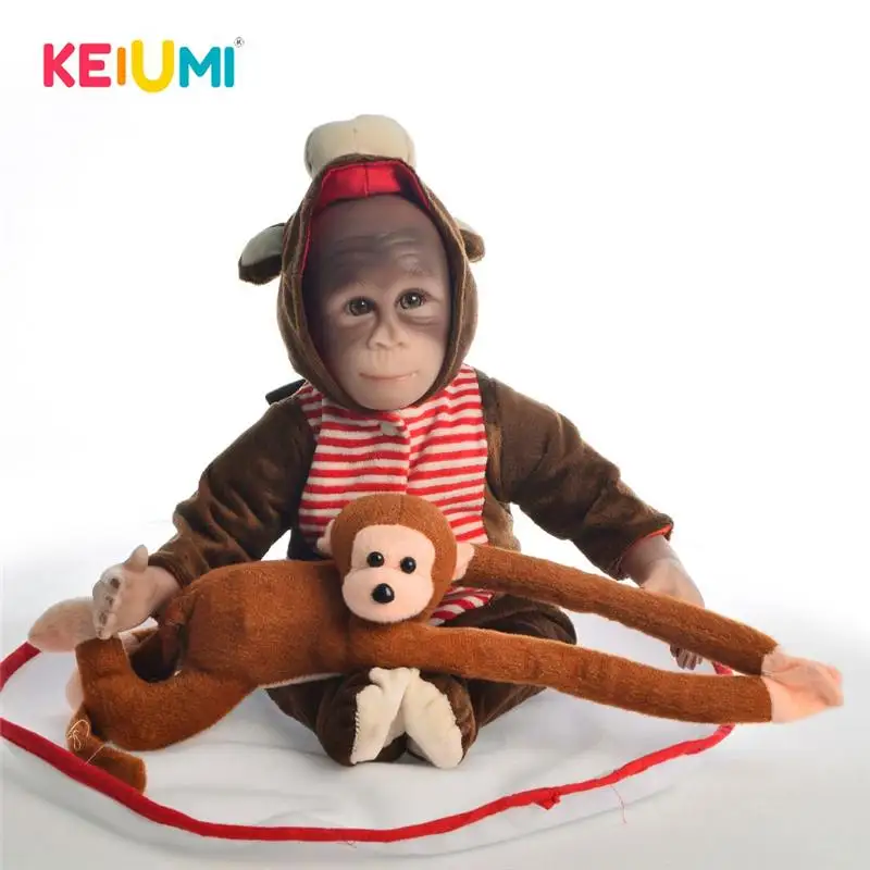 

KEIUMI New Style 19 Inch Baby Doll Toy Monkey Cloth Body Silicone 46 cm Soft Realistic Reborn Dolls Cosplay Apes Children Gift