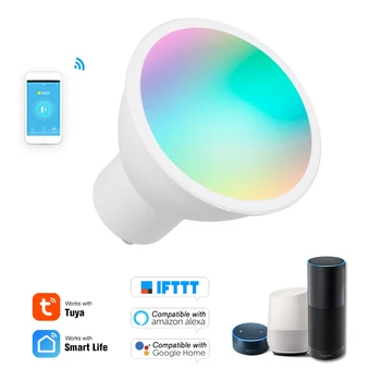 

WiFi Smart Bulb RGB+W+C LED Bulb 5W GU10 Dimmable Light Phone APP Remote Control Voice Control Compatible with Alexa Google Home