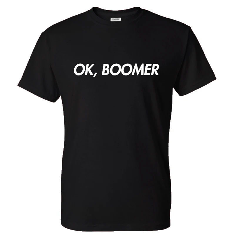 Мужская и женская футболка с буквенным принтом OK Boomer хлопковая высокого качества