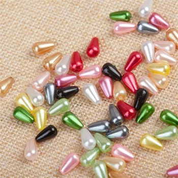 

100pcs 6*10mm 6*14mm 8*15mm Water Drop Round White Pearl Imitation Plastic ABS Beads For Garment Bags Shoes Loose Pearls DIY