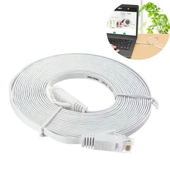 

50 Ft(15 Meters) Durable Computer Cable Ethernet RJ45 Network Cat 6 Flat