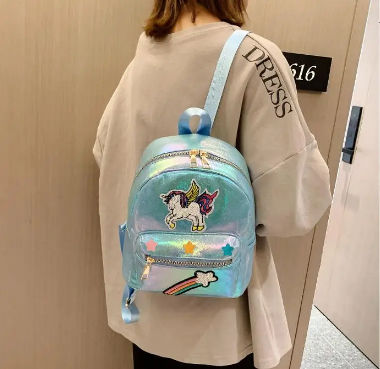 High Quality Women Sequins Unicorn Backpacks Teenage Girls Travel Bags Portable Party Mini School Bags Shoulder Bag for Lady