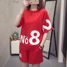 Fat Mm Летний стиль женское платье большого размера модный и спортивный комплект из двух частей шорты свободный костюм для отдыха